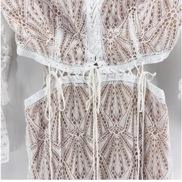 FOR LOVE & LEMONS High Roller Lace Maxi Dress Cutout Bell Sleeves w/ Tags Size M - Picture 13 of 16